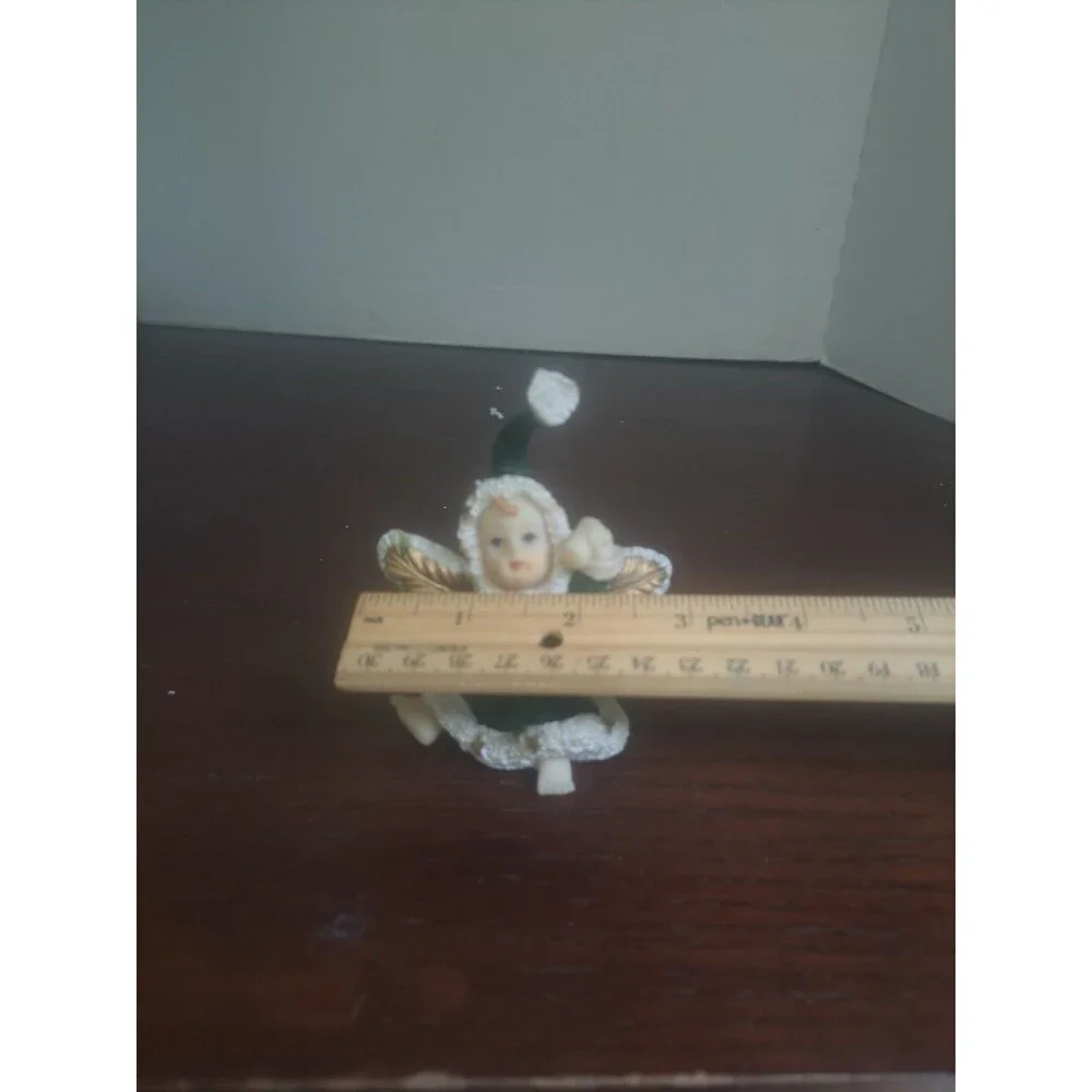 Vintage K's Collection Snowbaby Green Christmas Angel Resin